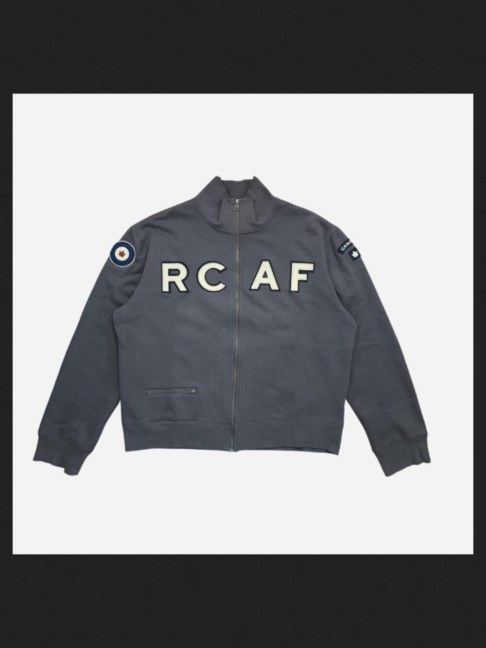 Red Canoe washed blue RCAF zip up sweatshirt jacket
